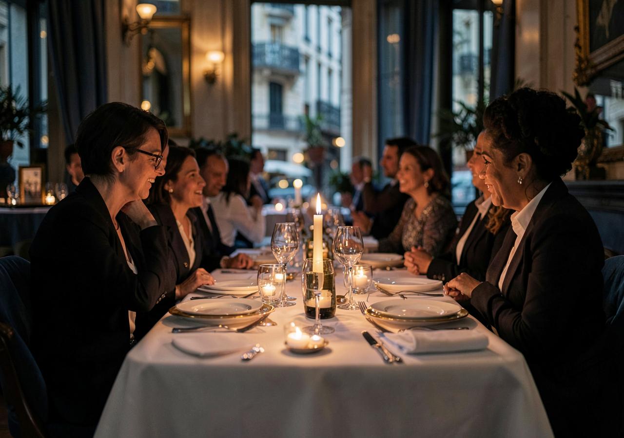 Dental professionals at dinner